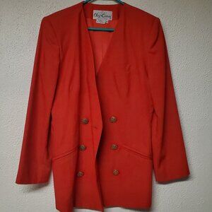 Vintage Womens Red Blazer with Shoulder Pads by Oleg Cassini - Size 8